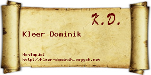 Kleer Dominik névjegykártya